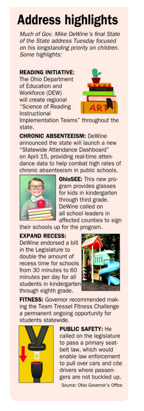 Governor puts focus on reading, recess, education in final address